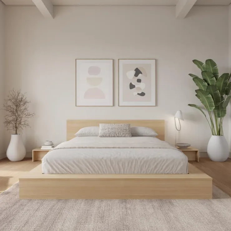 Nexera Queen Bedroom Set (60") - 4 pcs - Natural Blonde Oak Sale