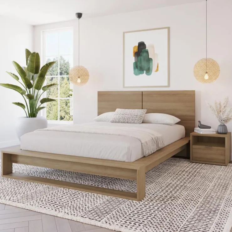 Nexera Queen Bedroom Set (60") - 3 pcs - Brown Oak Hot