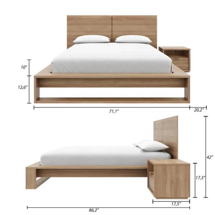 Nexera Queen Bedroom Set (60") - 3 pcs - Brown Oak Hot