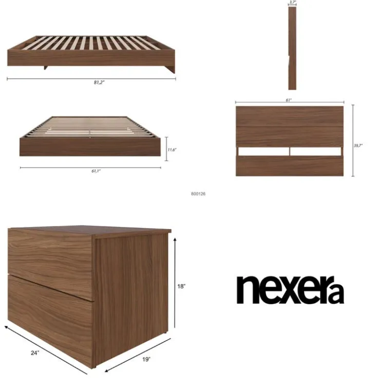 Nexera Queen Bedroom Set (60") - 3 pcs - Walnut Best