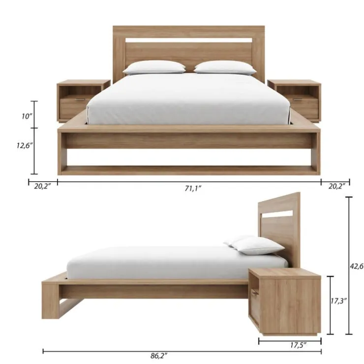 Nexera Queen Bedroom Set (60") - 4 pcs - Brown Oak Hot