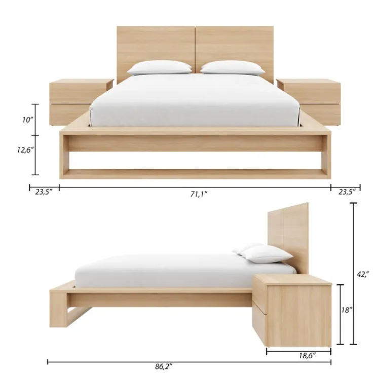 Nexera Queen Bedroom Set (60") - 4 pcs - Natural Blonde Oak Clearance