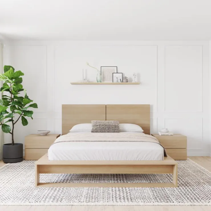 Nexera Queen Bedroom Set (60") - 4 pcs - Natural Blonde Oak Clearance