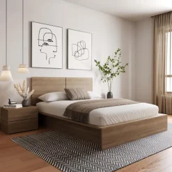 Nexera Queen Bedroom Set (60") - 3 pcs - Brown Oak