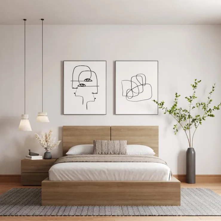 Nexera Queen Bedroom Set (60") - 3 pcs - Brown Oak