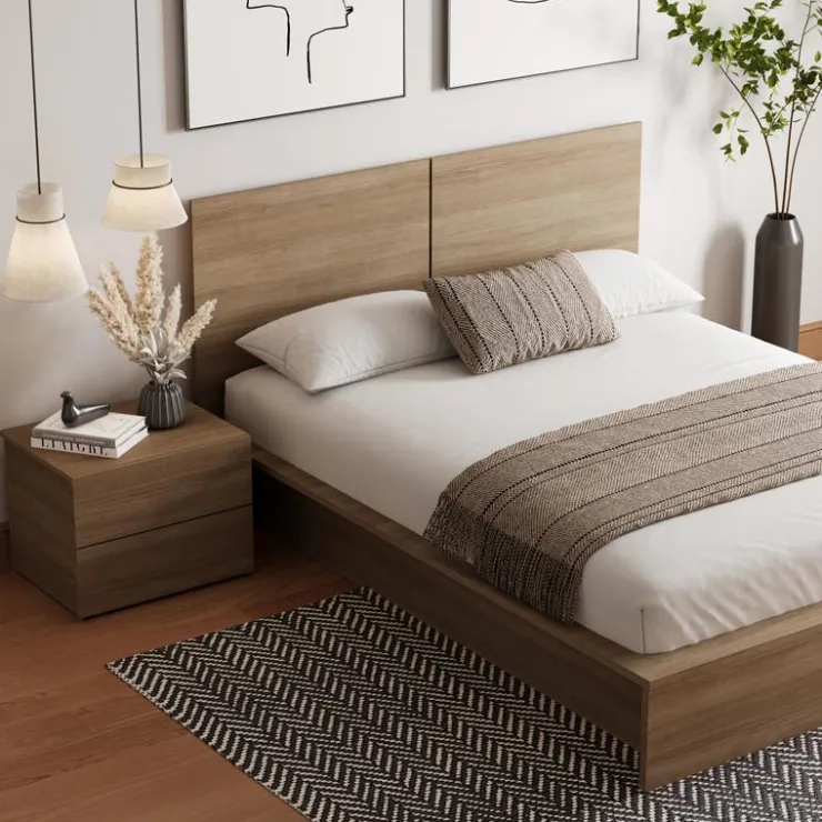 Nexera Queen Bedroom Set (60") - 3 pcs - Brown Oak
