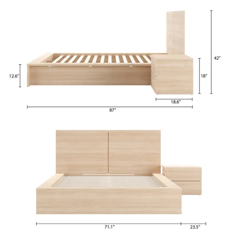 Nexera Queen Bedroom Set (60") - 3 pcs - Natural Blonde Oak Clearance