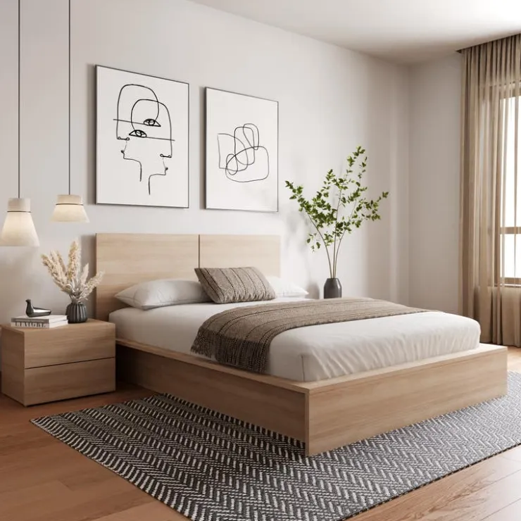 Nexera Queen Bedroom Set (60") - 3 pcs - Natural Blonde Oak Clearance