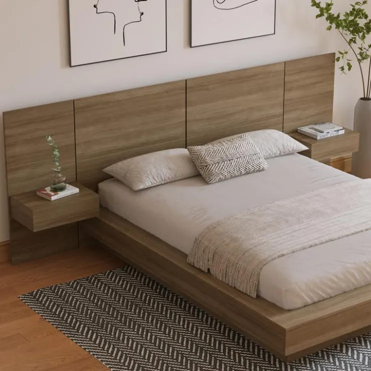 Nexera Queen Bedroom Set (60") - 4 pcs - Brown Oak Clearance
