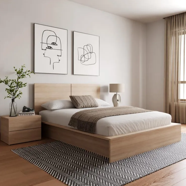 Nexera Queen Bedroom Set (60") - 4 pcs - Natural Blonde Oak Clearance