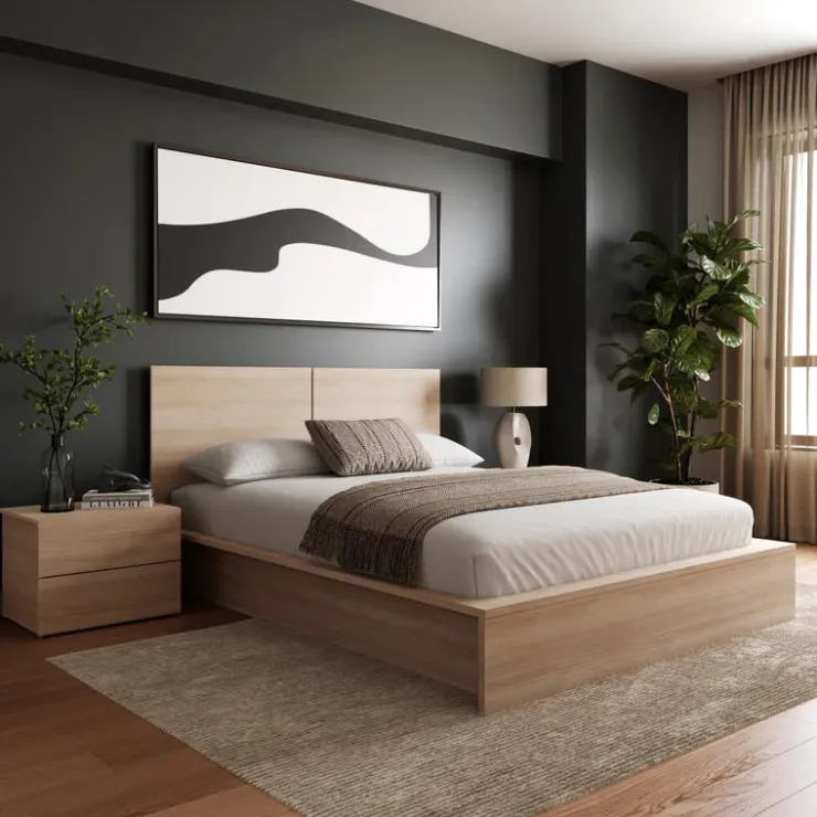 Nexera Queen Bedroom Set (60") - 4 pcs - Natural Blonde Oak Clearance