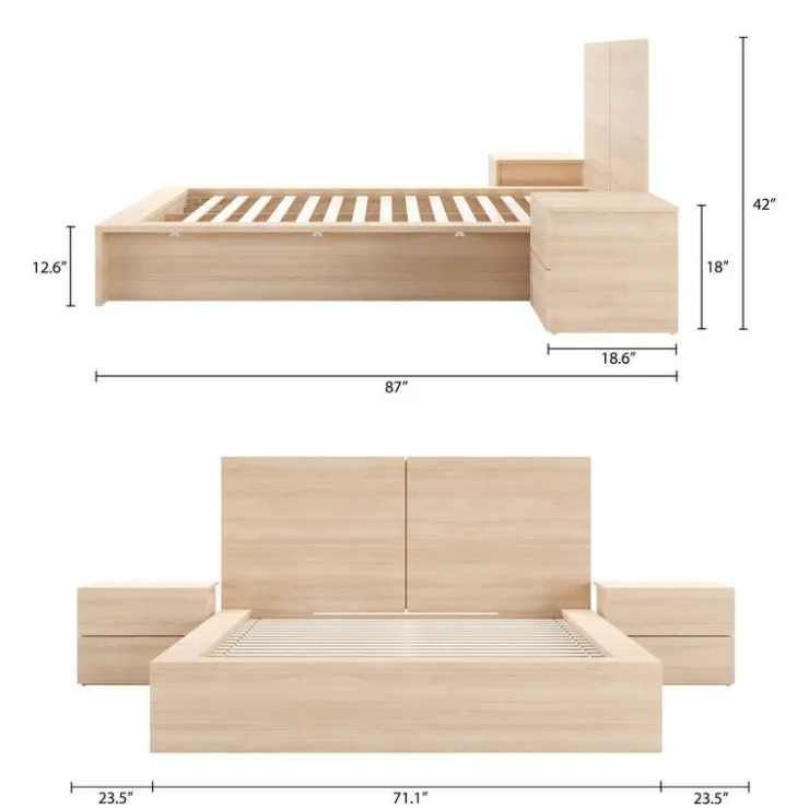 Nexera Queen Bedroom Set (60") - 4 pcs - Natural Blonde Oak Clearance
