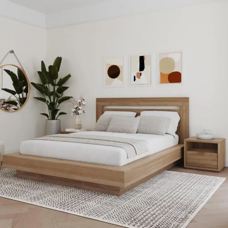 Nexera Queen Bedroom Set (60") - 4 pcs - Brown Oak Discount
