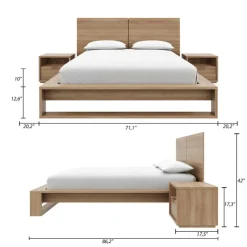 Nexera Queen Bedroom Set (60") - 4 pcs - Brown Oak Clearance