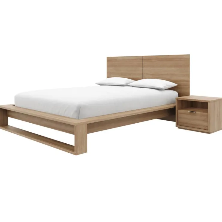 Nexera Queen Bedroom Set (60") - 4 pcs - Brown Oak Clearance