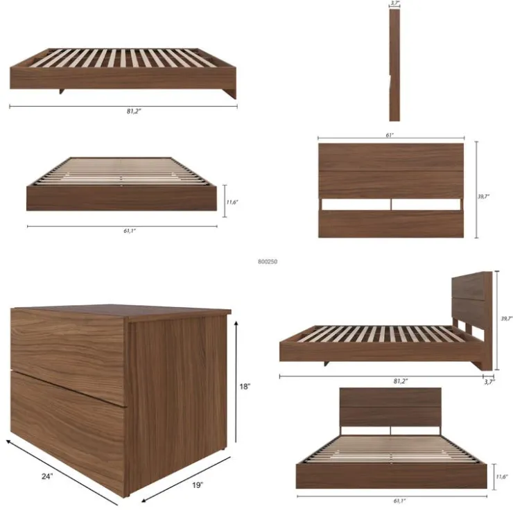 Nexera Queen Bedroom Set (60") - 4 pcs - Walnut Discount