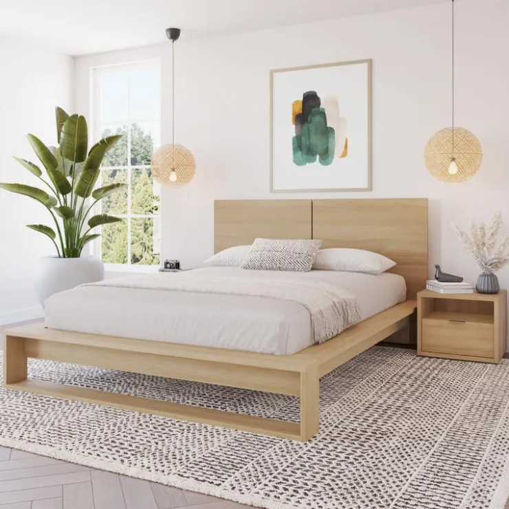 Nexera Queen Bedroom Set (60") - 4 pcs - Natural Blonde Oak