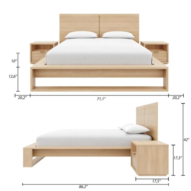 Nexera Queen Bedroom Set (60") - 4 pcs - Natural Blonde Oak