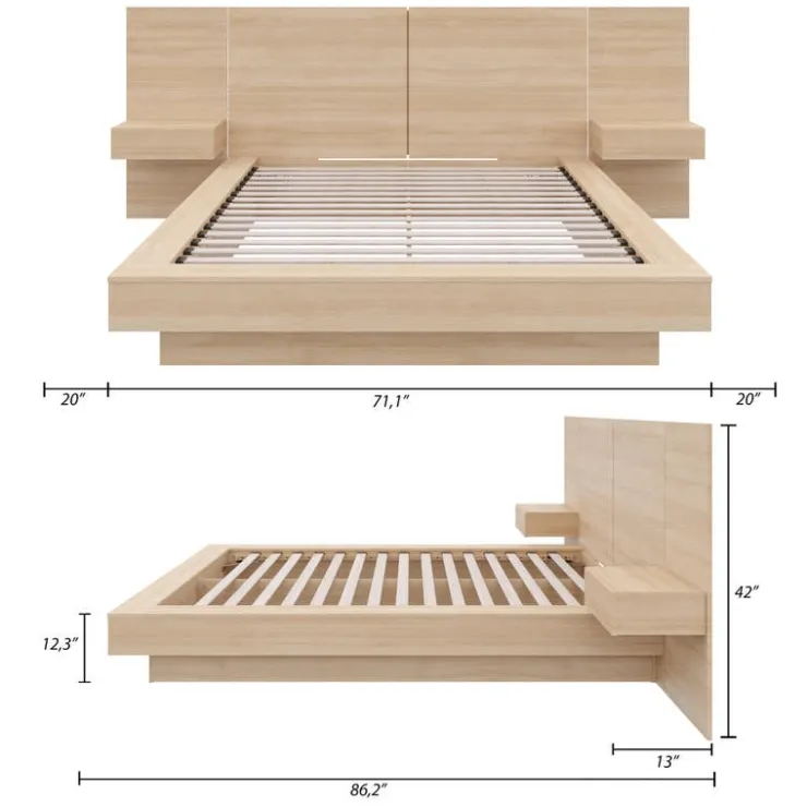 Nexera Queen Bedroom Set (60") - 4 pcs - Natural Blonde Oak Discount