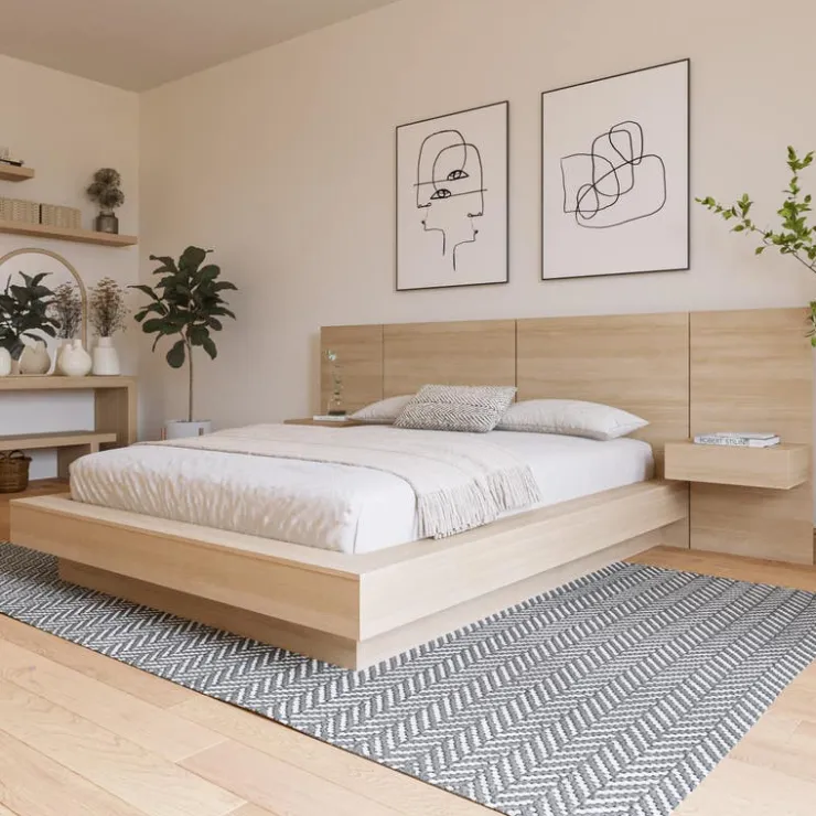 Nexera Queen Bedroom Set (60") - 4 pcs - Natural Blonde Oak Discount