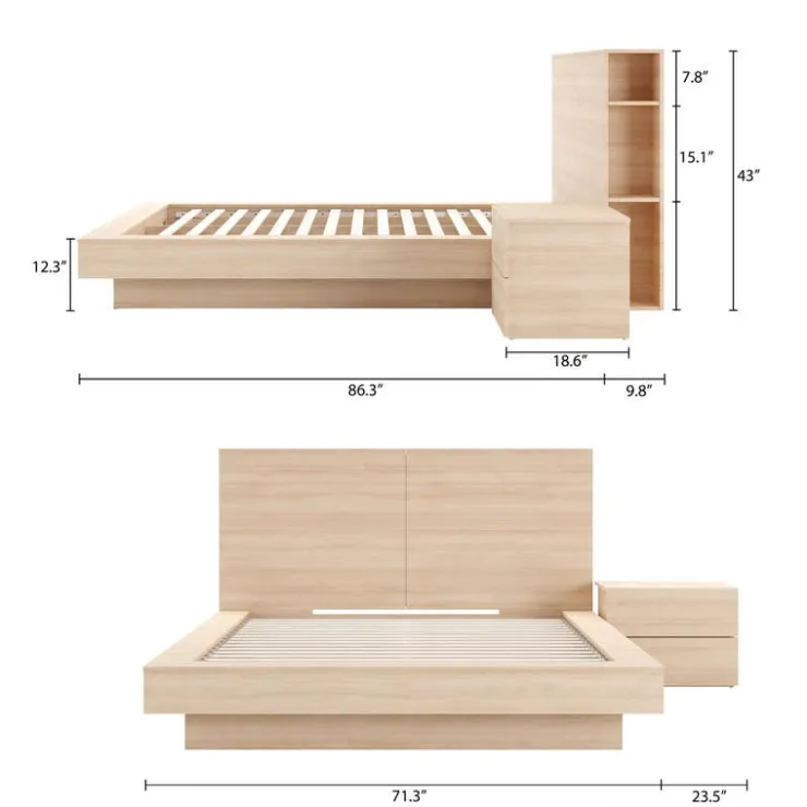 Nexera Queen Bedroom Set (60") - 3 pcs - Natural Blonde Oak Best