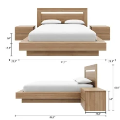 Nexera Queen Bedroom Set (60") - 4 pcs - Brown Oak Online