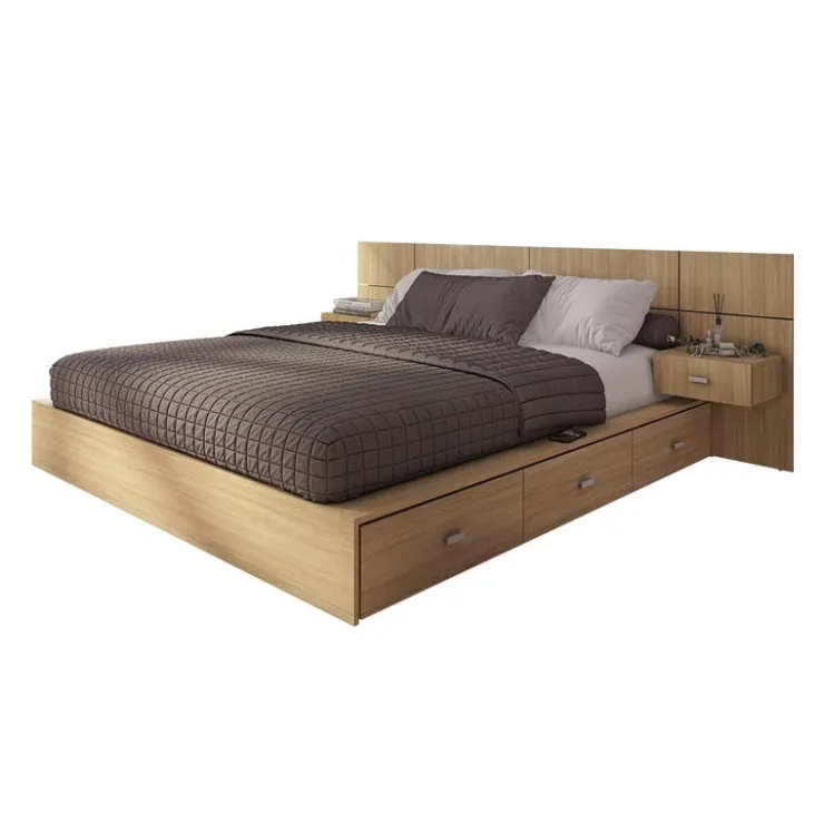 SUA-V Queen Bedroom Set with 6-Drawer Storage (60") - 4 pcs Natural Clearance