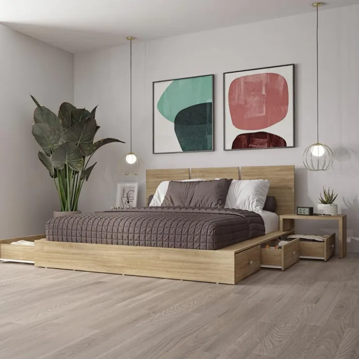 SUA-V Queen Bedroom Set with 6-Drawer Storage (60") - 4 pcs Natural Sale