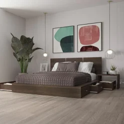 SUA-V Queen Bedroom Set with 6-Drawer Storage (60") - 4 pcs Taupe Hot