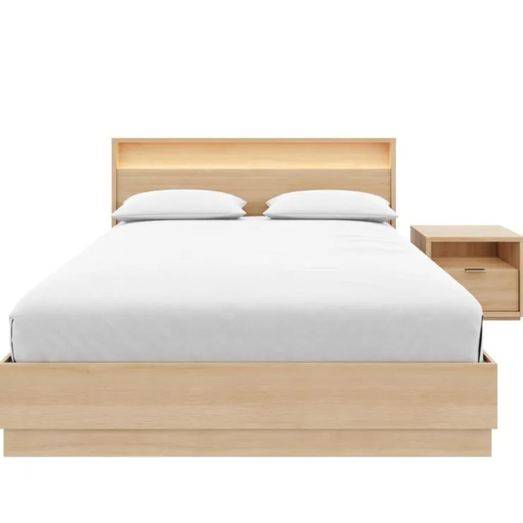 Nexera Queen Bedroom Set with Lighting (60") - 3 pcs - Natural Blonde Oak Sale