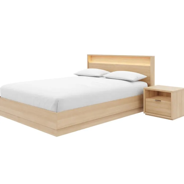 Nexera Queen Bedroom Set with Lighting (60") - 3 pcs - Natural Blonde Oak Sale