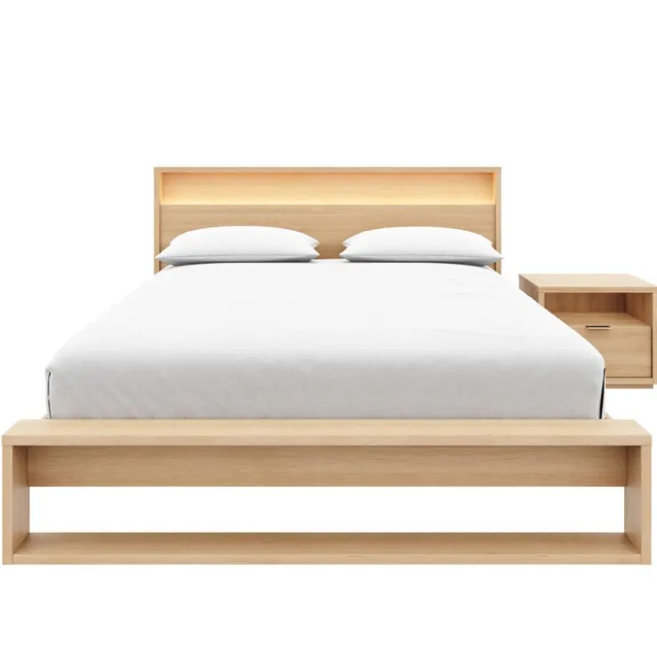 Nexera Queen Bedroom Set with Lighting (60") - 3 pcs - Natural Blonde Oak Sale