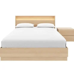 Nexera Queen Bedroom Set with Lighting (60") - 4 pcs - Natural Blonde Oak Best