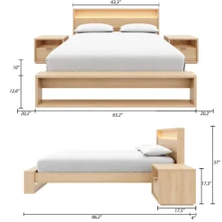 Nexera Queen Bedroom Set with Lighting (60") - 4 pcs - Natural Blonde Oak Hot
