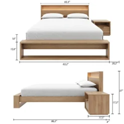 Nexera Queen Bedroom Set with Lighting (60") - 3 pcs - Brown Oak Sale
