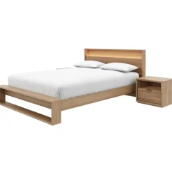 Nexera Queen Bedroom Set with Lighting (60") - 4 pcs - Brown Oak Clearance
