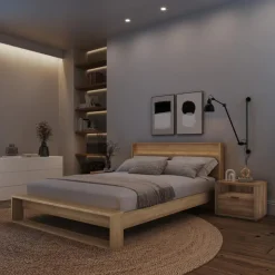 Nexera Queen Bedroom Set with Lighting (60") - 4 pcs - Brown Oak Clearance