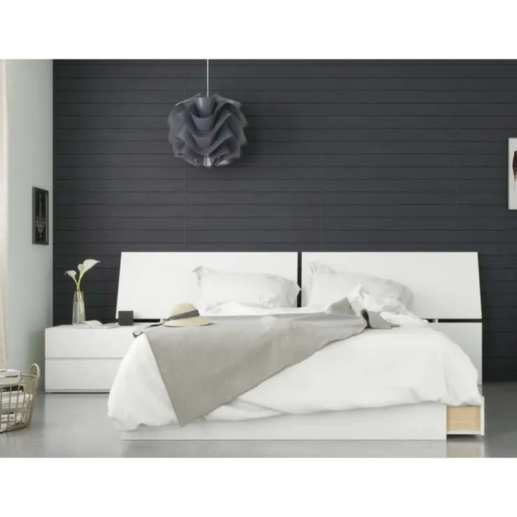 Nexera Queen Bedroom Set with Lighting (60") - 3 pcs - White Hot