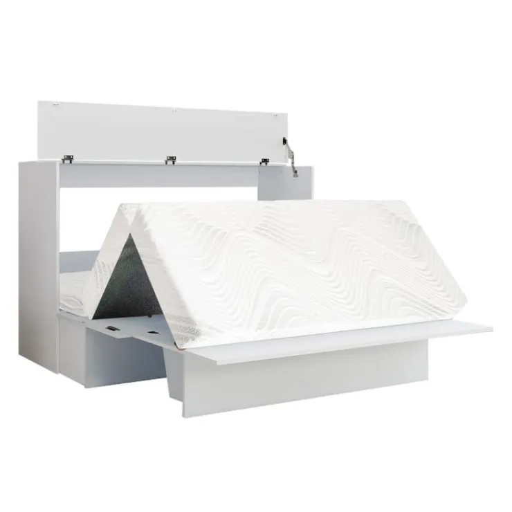Queen Cabinet Bed with 6.5-inch Mattress - White Clearance