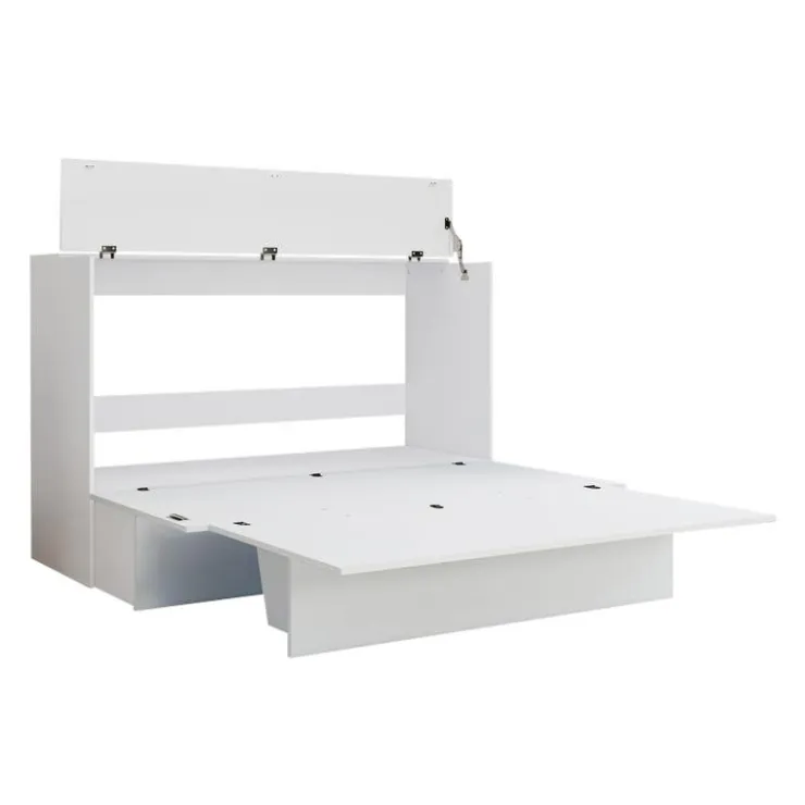 Queen Cabinet Bed with 6.5-inch Mattress - White Clearance