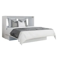 Queen Cabinet Bed with 6.5-inch Mattress - White Clearance