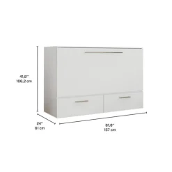 Queen Cabinet Bed with 6.5-inch Mattress - White Clearance