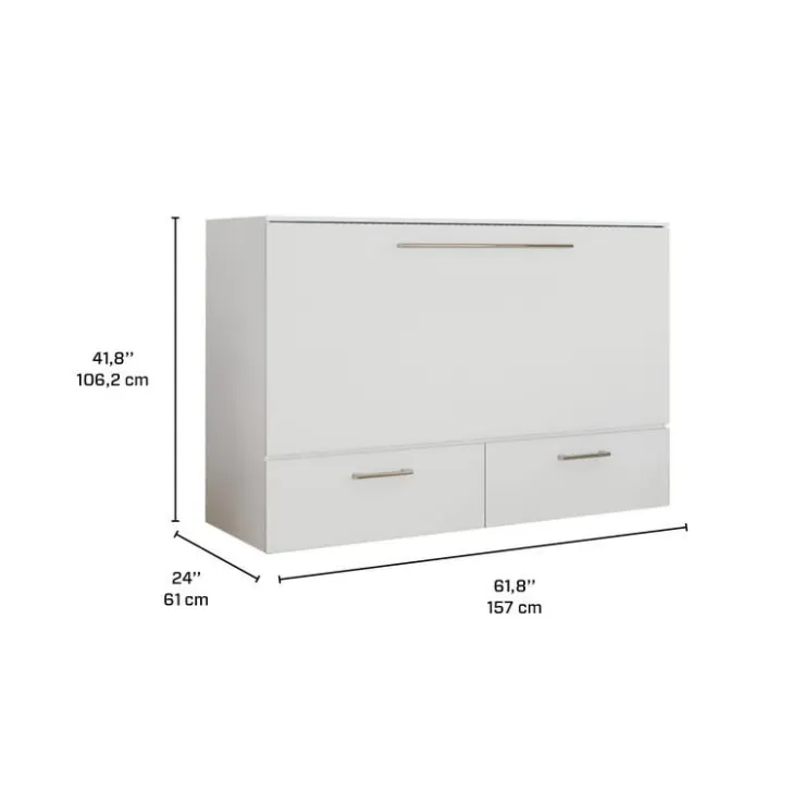Queen Cabinet Bed with 6.5-inch Mattress - White Clearance