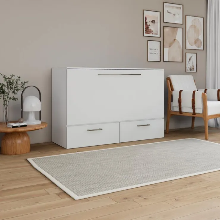Queen Cabinet Bed with 6.5-inch Mattress - White Clearance
