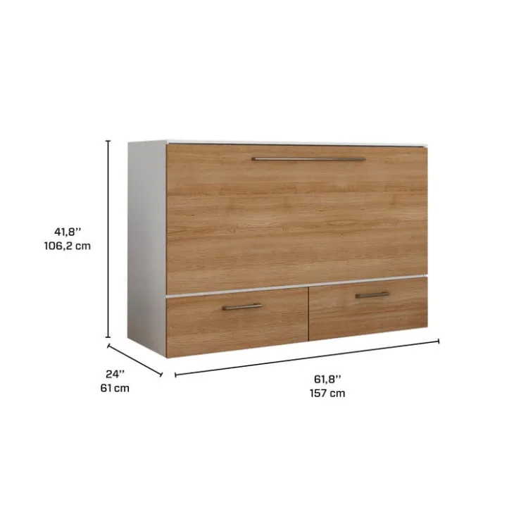 Queen Cabinet Bed with 6.5-inch Mattress - Brown Discount