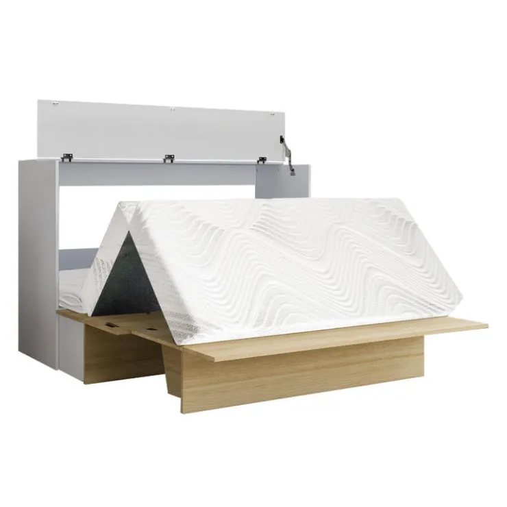 Queen Cabinet Bed with 6.5-inch Mattress - Natural Hot