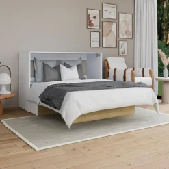 Queen Cabinet Bed with 6.5-inch Mattress - Natural Hot