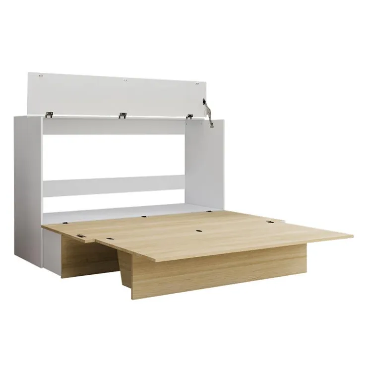 Queen Cabinet Bed with 6.5-inch Mattress - Natural Hot