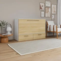 Queen Cabinet Bed with 6.5-inch Mattress - Natural Hot