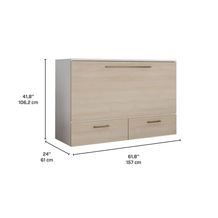 Queen Cabinet Bed with 6.5-inch Mattress - Grey New